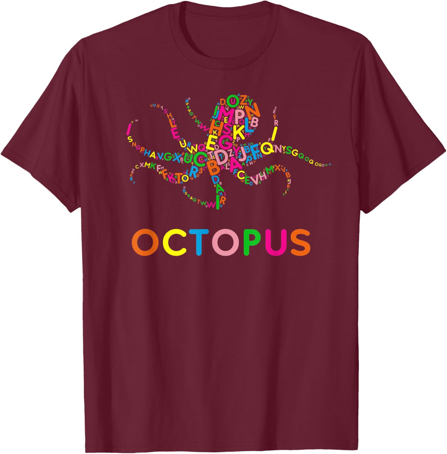 Funny Alphabet Letters Learning ABCs Toddler Kids - OCTOPUS T-Shirt - T-Shirt | Maroon