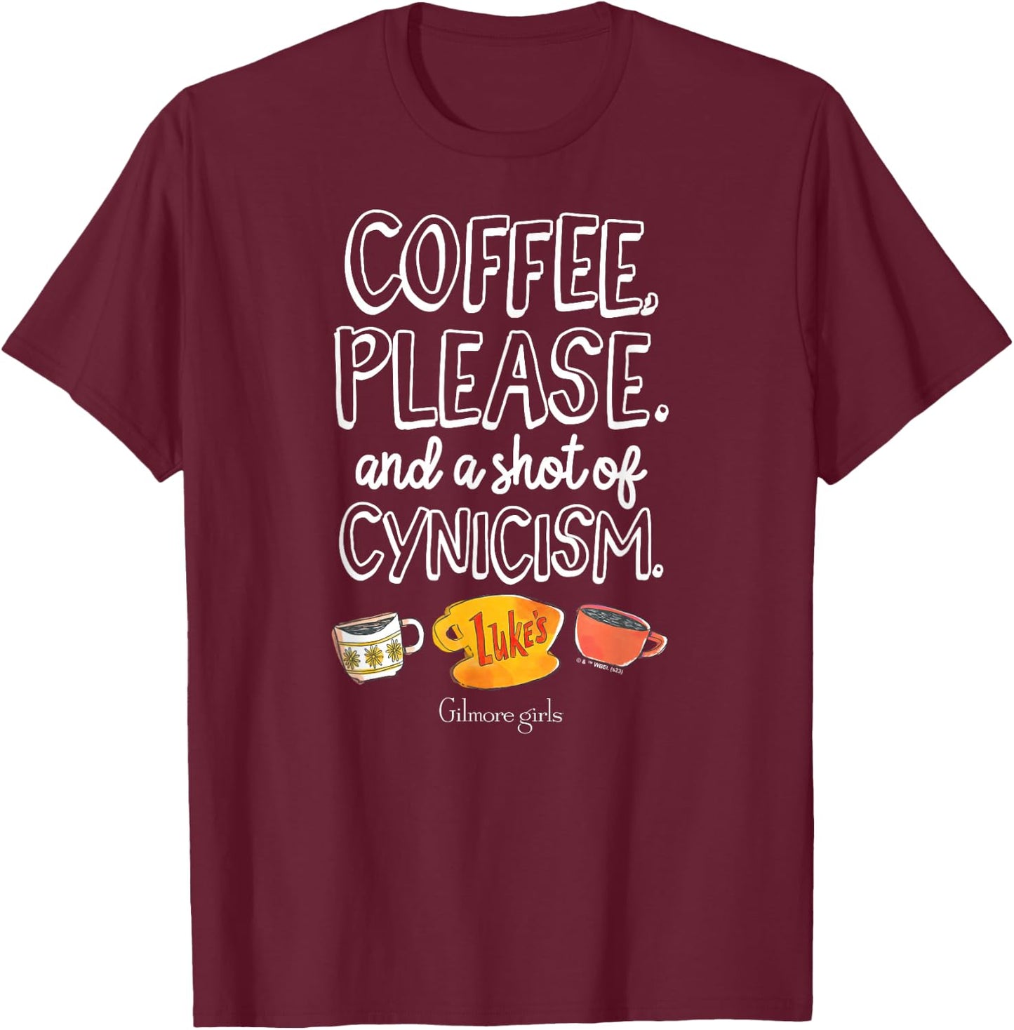 Gilmore Girls - Coffee & Cynicism T-Shirt - T-Shirt | Maroon