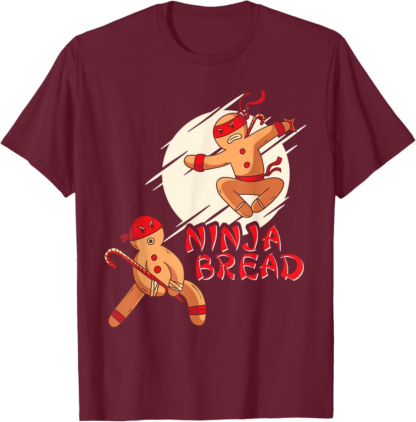 Funny Christmas Shirt for Boys Men Kids Karate Ninja Bread T-Shirt - T-Shirt | Maroon