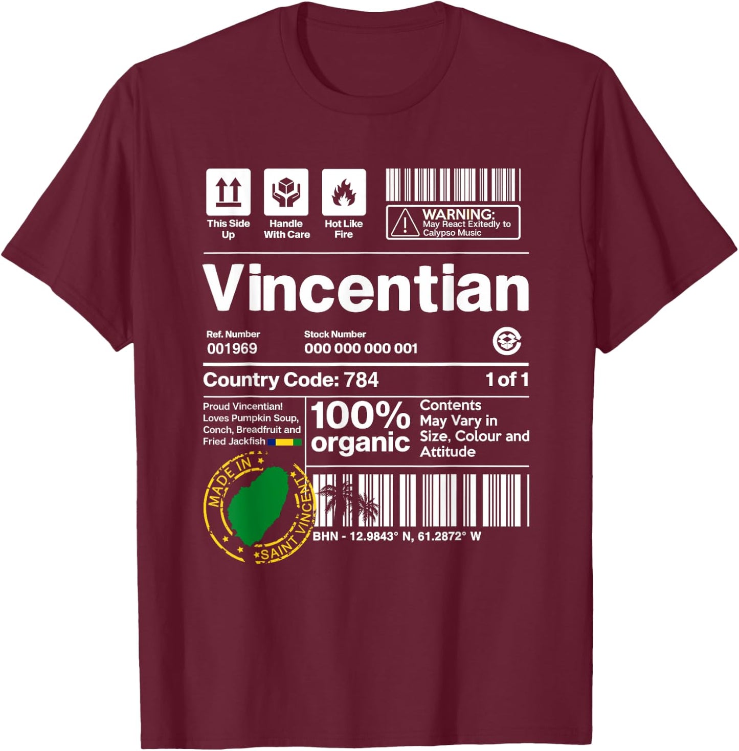 Saint Vincent Handle With Care T-Shirt - T-Shirt | Maroon