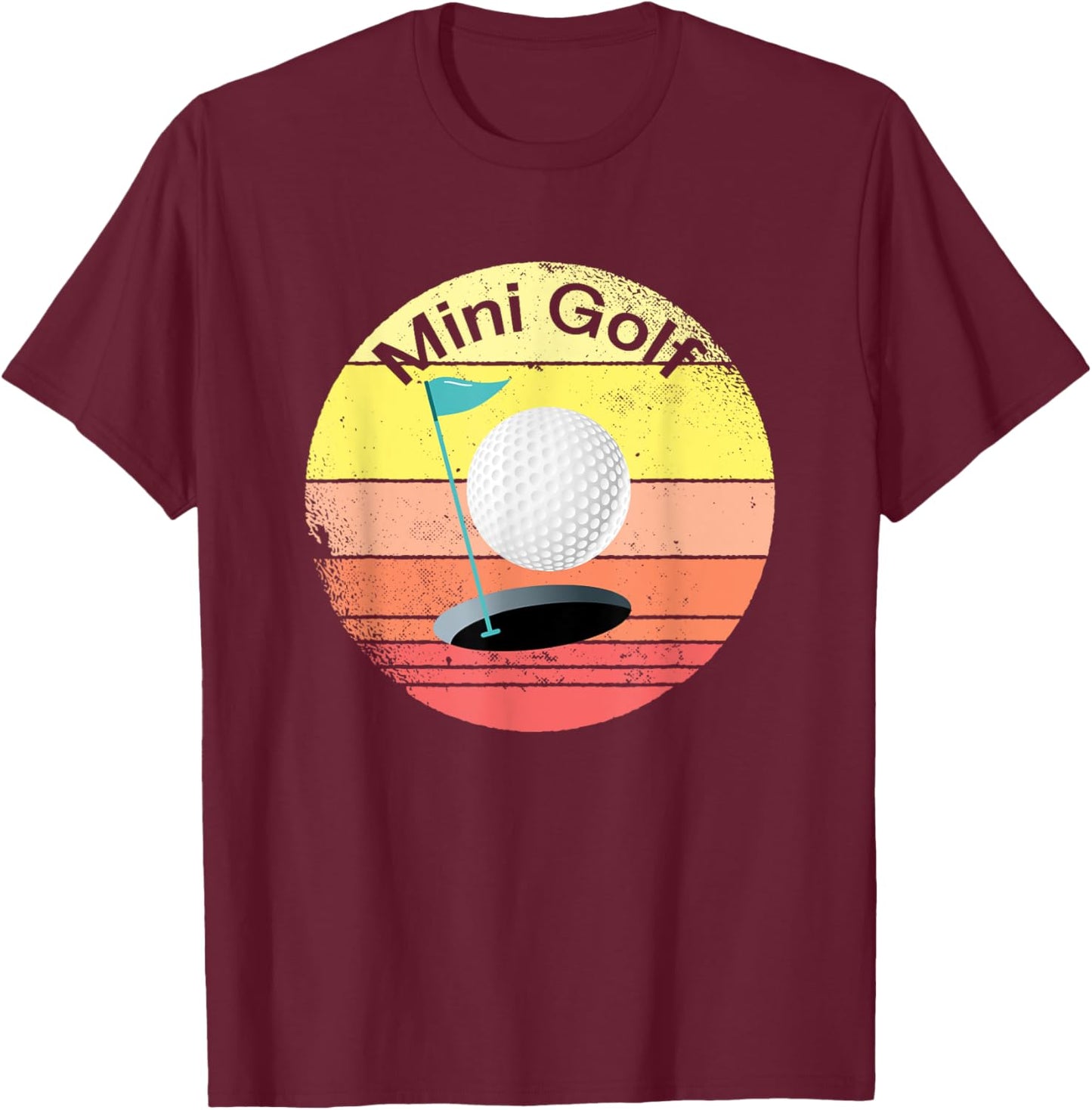 Mini Golfer Motif Mini Golf Flag Miniature Golf Gift T-Shirt - T-Shirt | Maroon