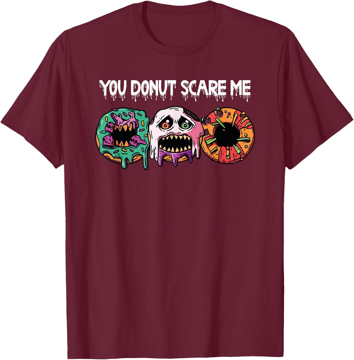 Donut Halloween Costume Doughnut Lover Spooky Trick Or Treat T-Shirt - T-Shirt | Maroon