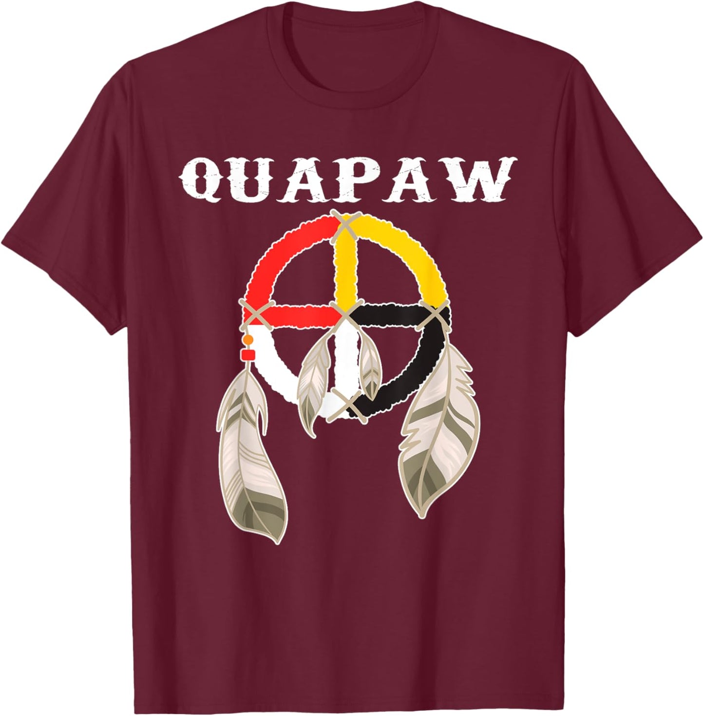 Quapaw Tribe Native American Indian Medicine Wheel T-Shirt - T-Shirt | Maroon