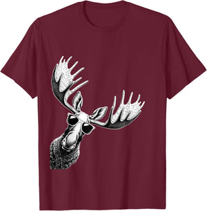 Funny Moose Wearing Sunglasses Alaska Moose Lovers T-Shirt - T-Shirt | Maroon