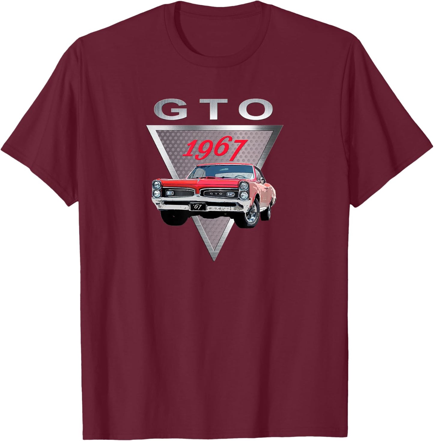 American Muscle CAR, RED 1967 GTO, Classic HOT RODS, CAR Guy T-Shirt - T-Shirt | Maroon