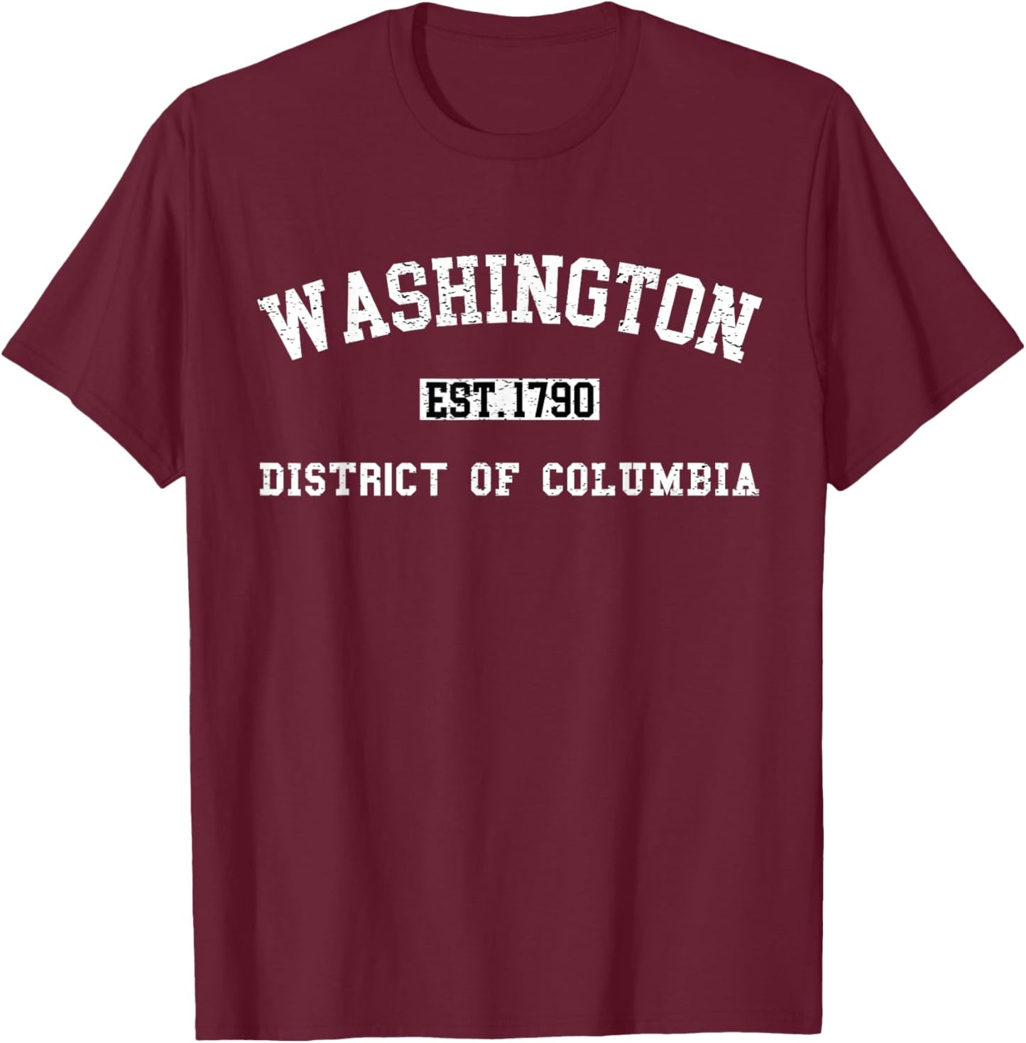 Vintage Washington DC USA Varsity Style Sports T-Shirt - T-Shirt | Maroon