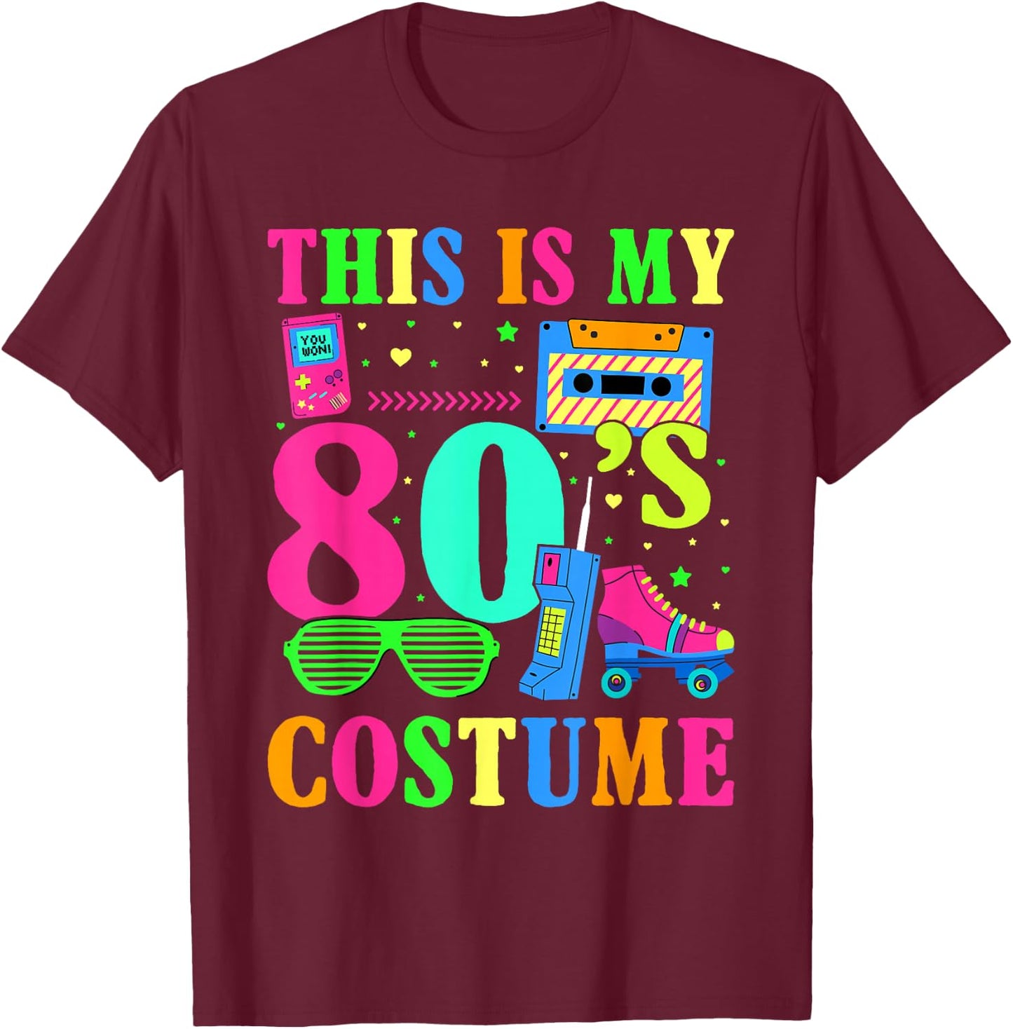 This is My 80s Costume Halloween Party Pop Lover Idea T-Shirt - T-Shirt | Maroon
