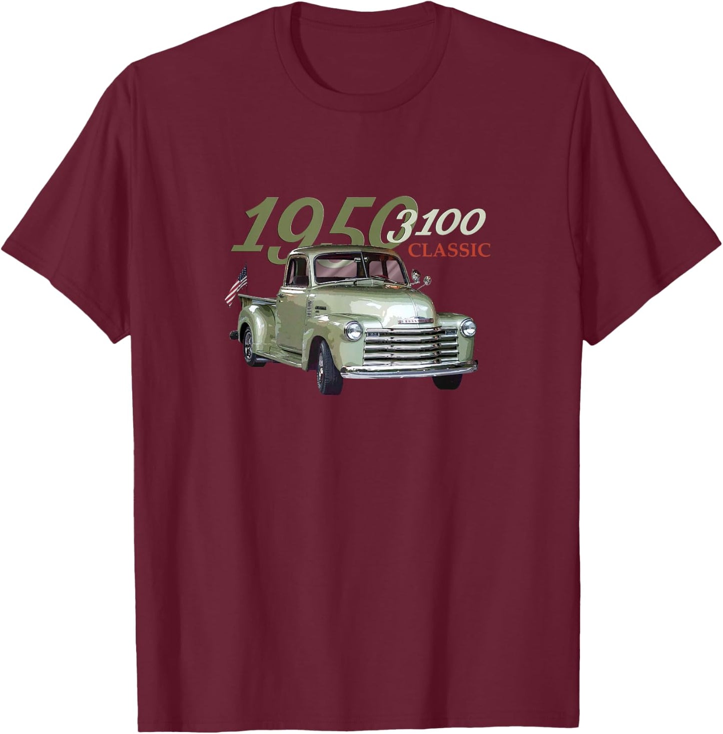 Vintage 1950 3100 Pickup Truck, Car Guys, Classic Trucks T-Shirt - T-Shirt | Maroon