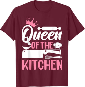 Chef Cook Cooking Woman Queen Of The Kitchen T-Shirt - T-Shirt | Maroon