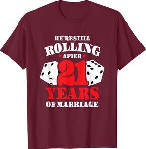 Couples Married 21 Years - Funny 21st Wedding Anniversary T-Shirt - T-Shirt | Maroon