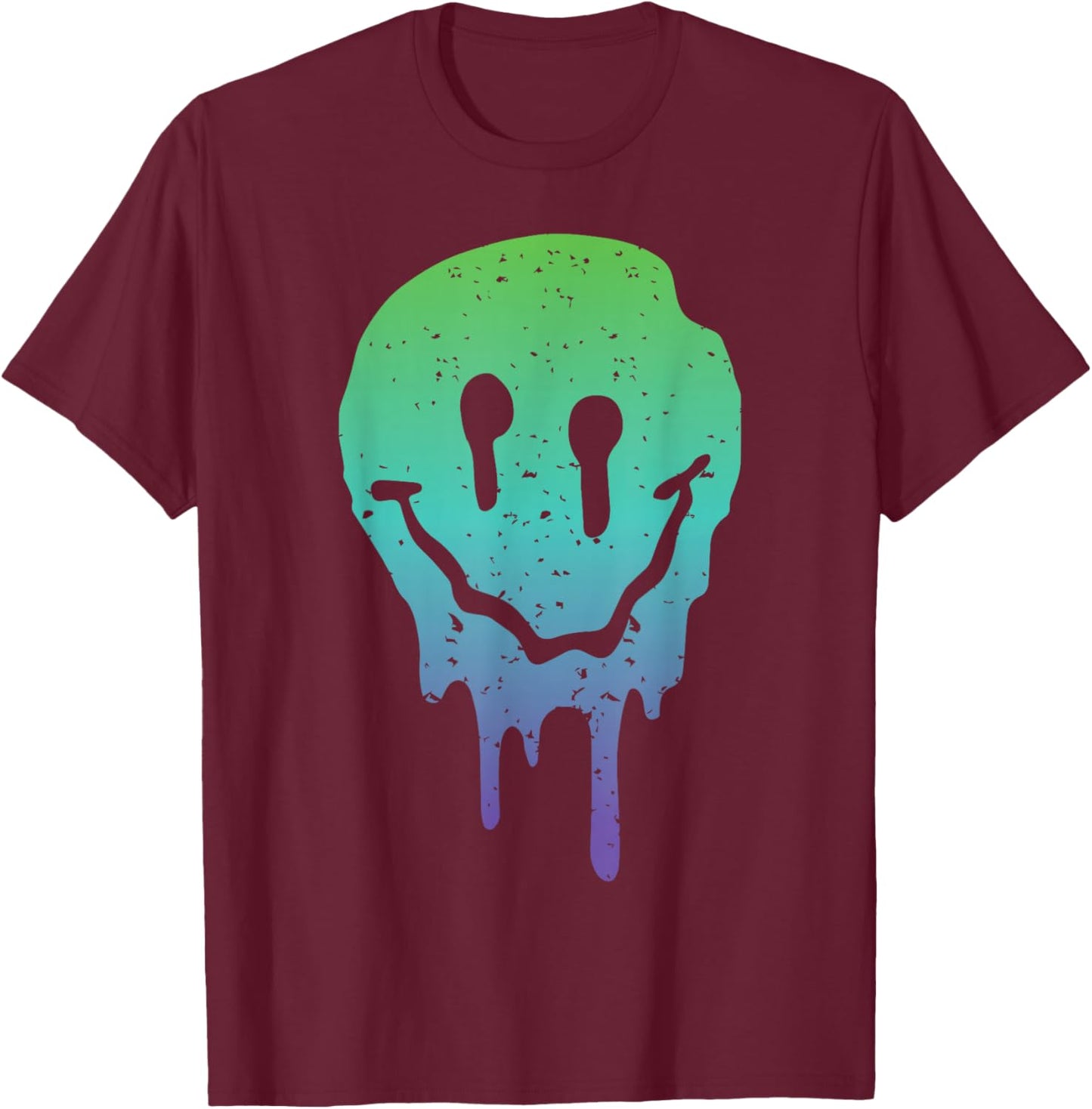 Synthwave Aesthetic Techno Music Rave Acid Face Raver T-Shirt - T-Shirt | Maroon