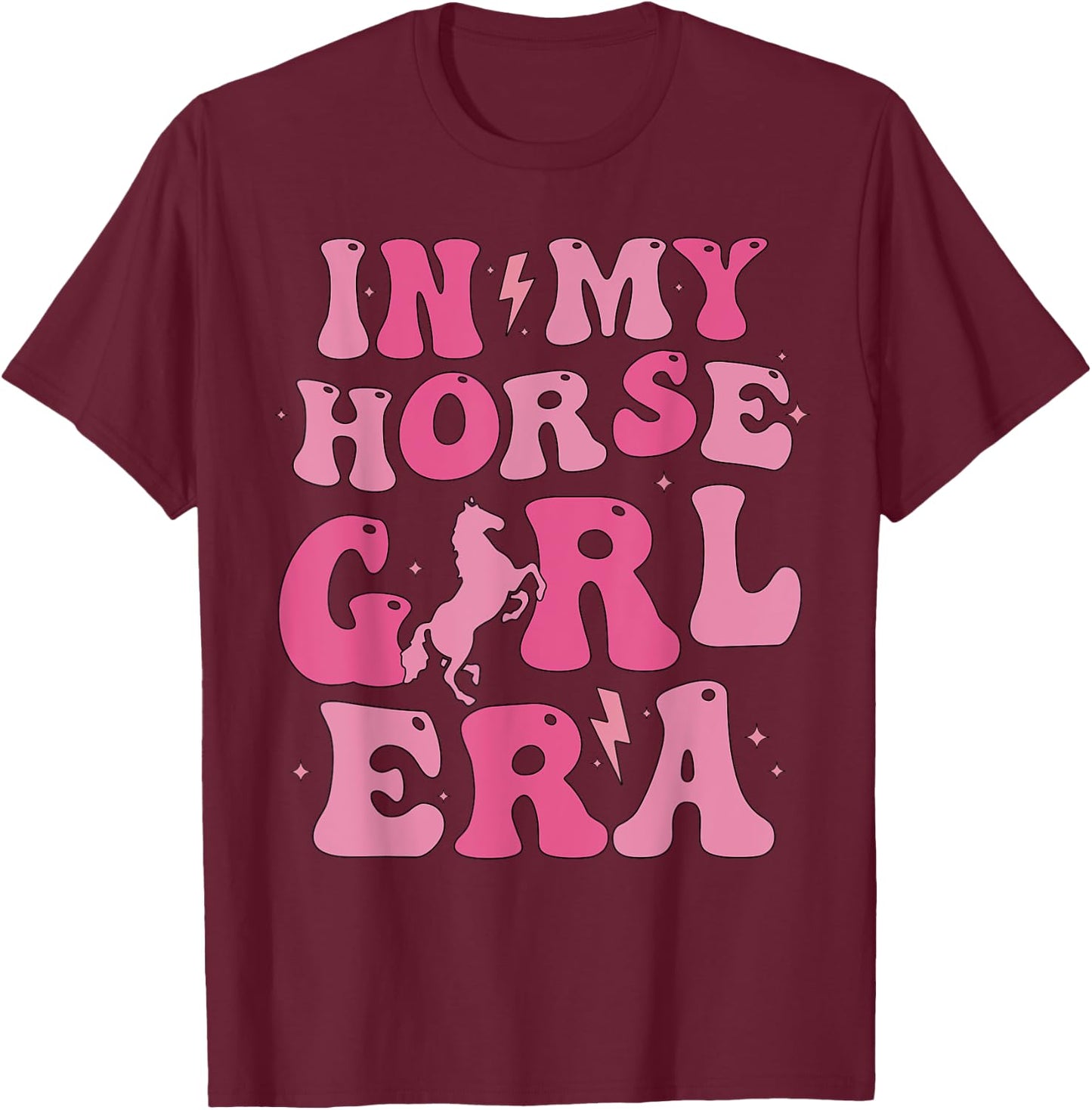 In my horse girl era cute horse girl horse lover groovy T-Shirt - T-Shirt | Maroon