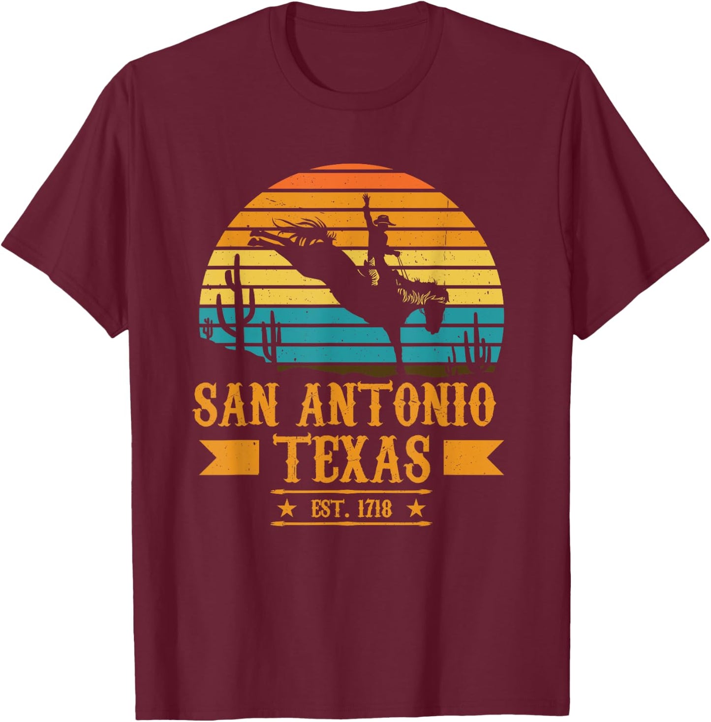 San Antonio Texas Rodeo Rider Horse - San Antonio Texas T-Shirt - T-Shirt | Maroon