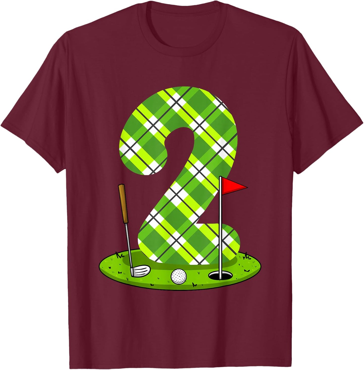 Golf Birthday Shirt For Kids 2nd Birthday Party Golfer T-Shirt - T-Shirt | Maroon