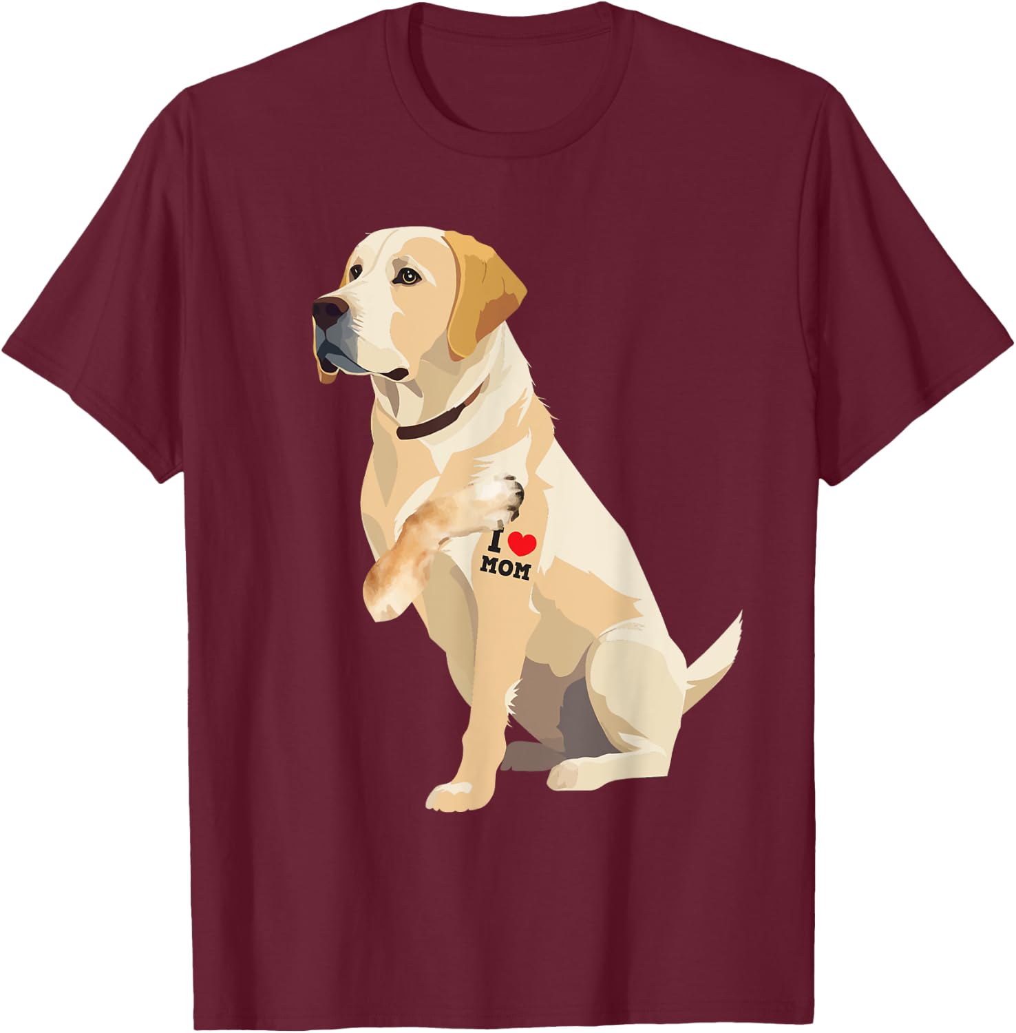 I Love Mom - Tattooed Labrador Dog Owner Animal Pet Trainer Women Girls Kids T-Shirt - T-Shirt | Maroon
