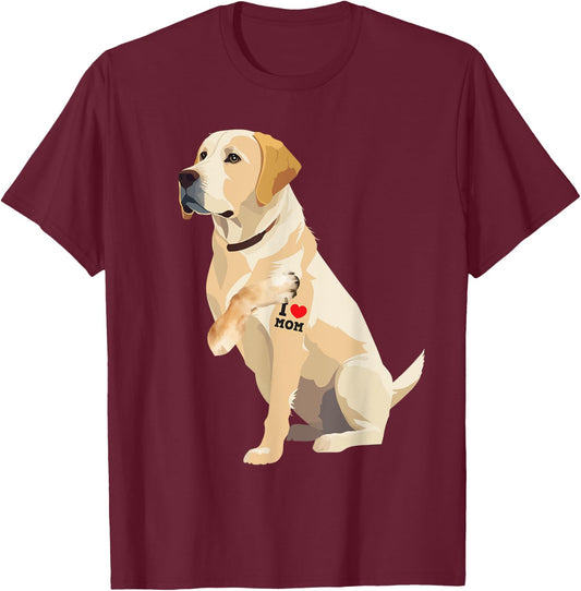 I Love Mom - Tattooed Labrador Dog Owner Animal Pet Trainer Women Girls Kids T-Shirt - T-Shirt | Maroon