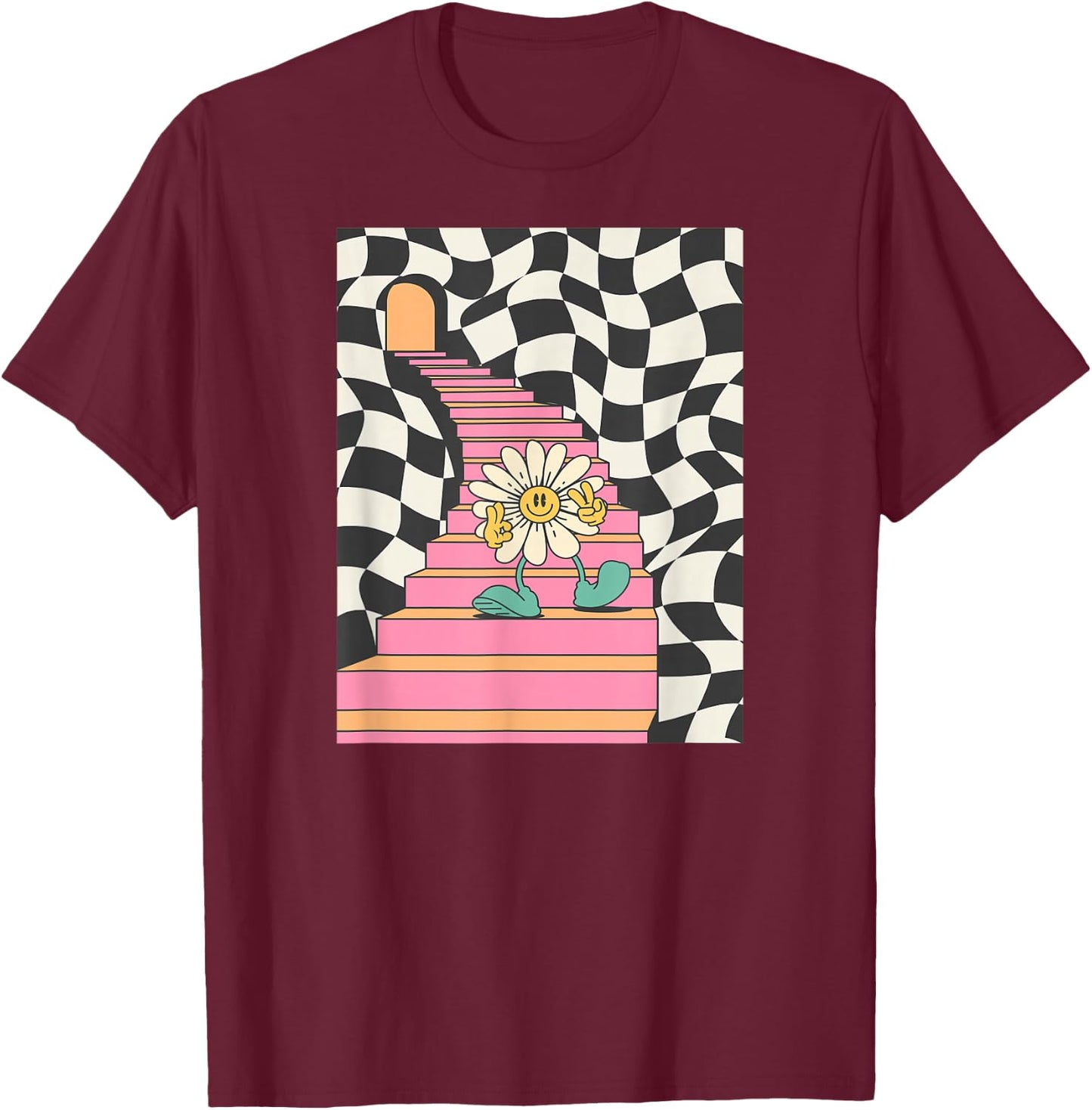 Trippy Flower T-Shirt - T-Shirt | Maroon