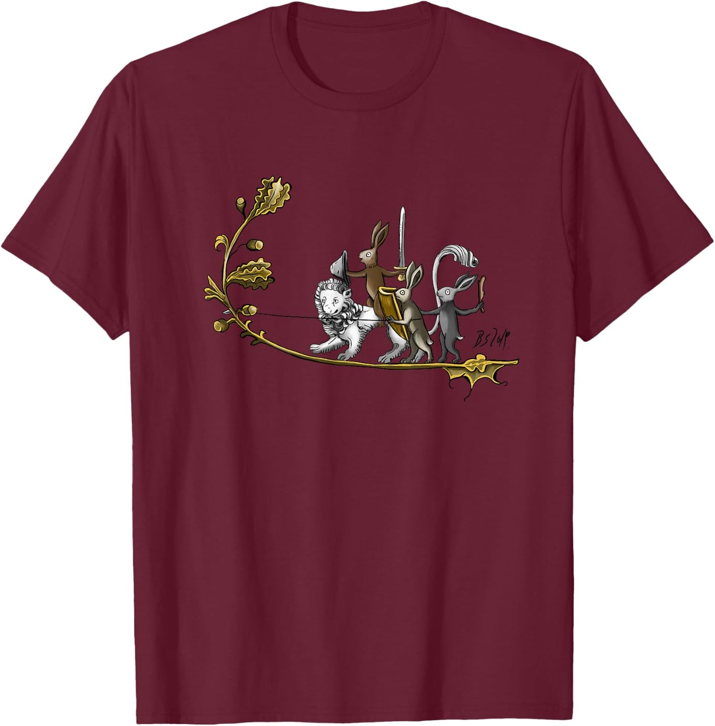 Medieval Rabbits T-Shirt - T-Shirt | Maroon