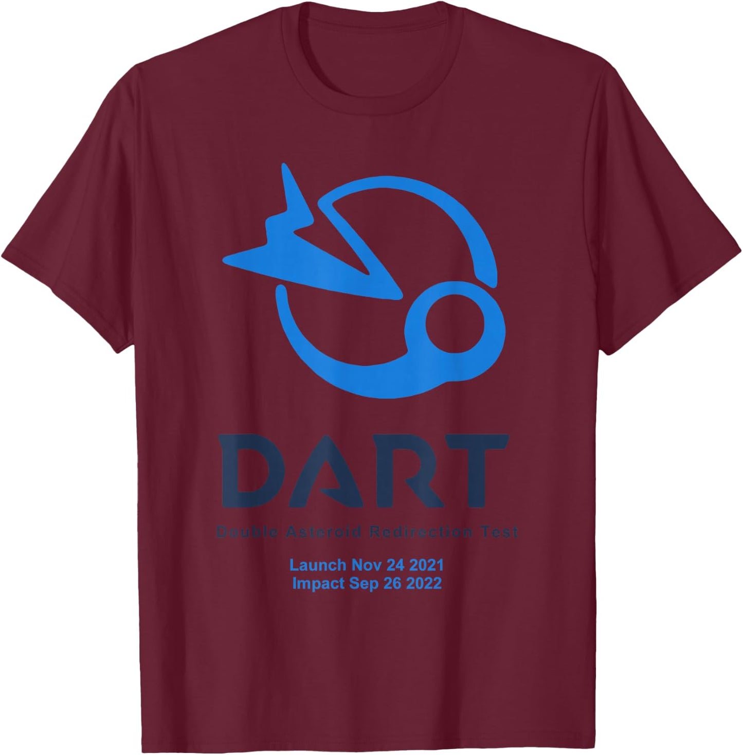 DART mission logo launch impact (blue) T-Shirt - T-Shirt | Maroon