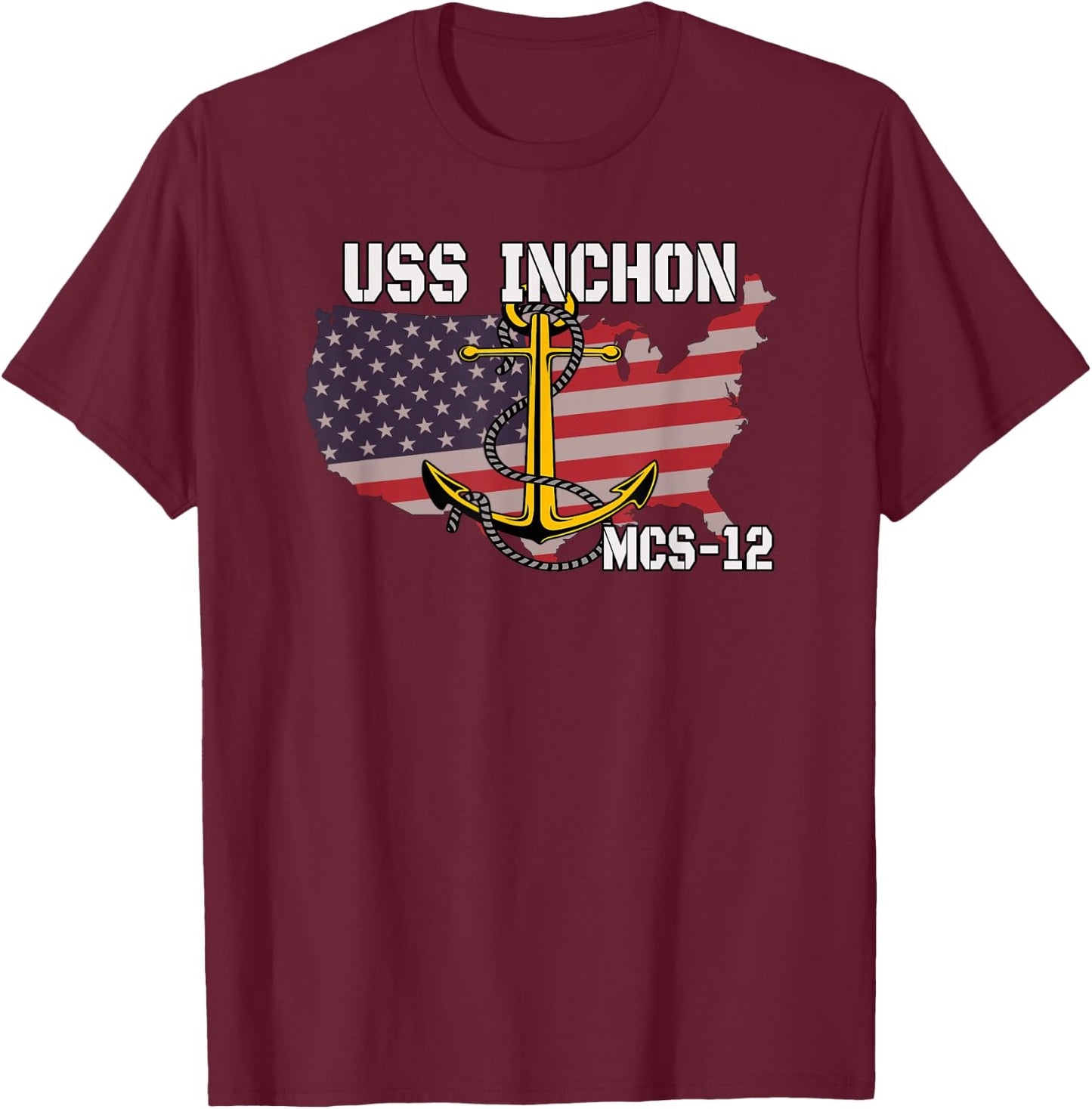 USS Inchon MCS-12 Mine Countermeasures Ship Veterans Father T-Shirt - T-Shirt | Maroon