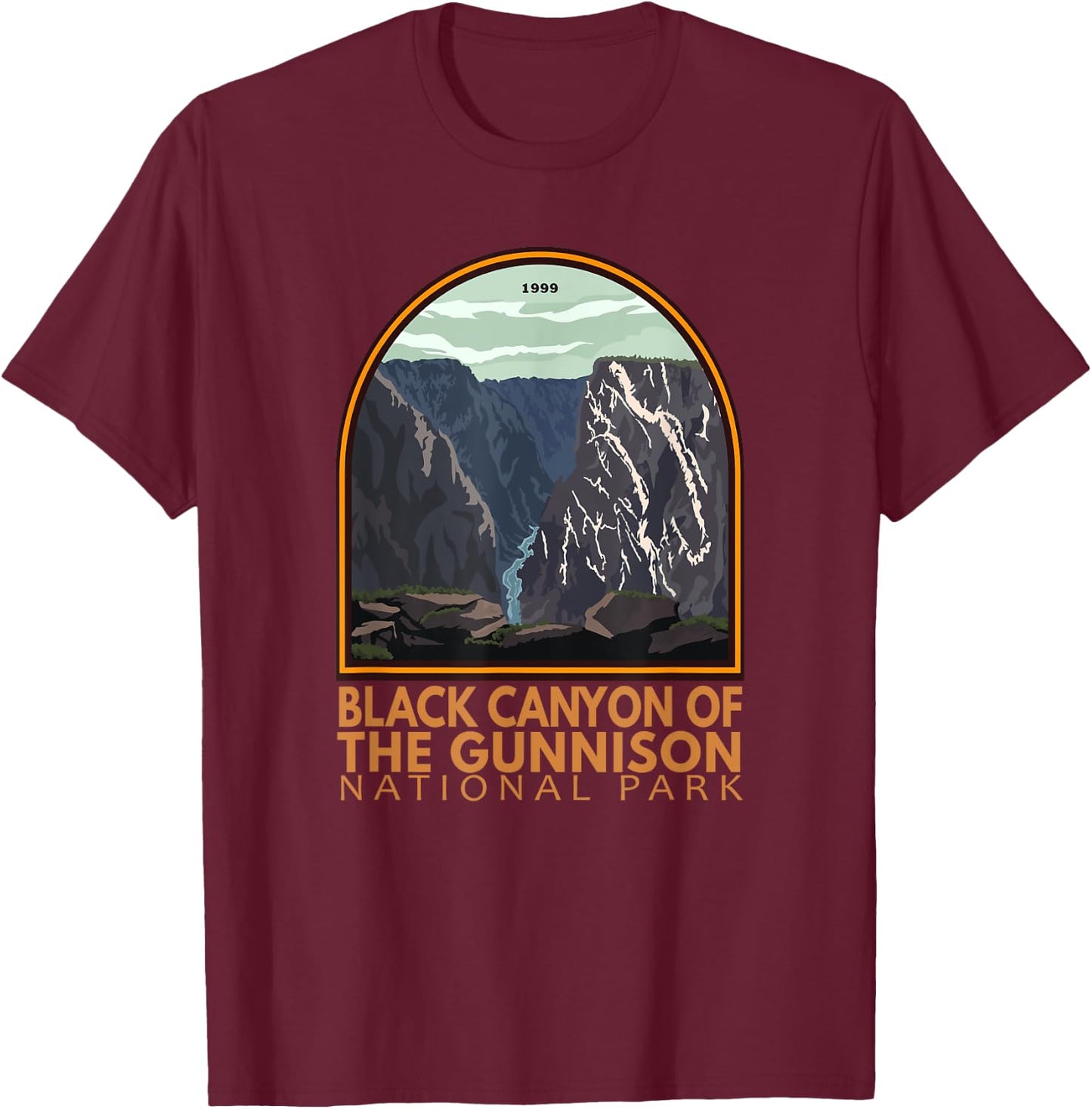 Black Canyon Of The Gunnison National Park Vintage Emblem T-Shirt - T-Shirt | Maroon