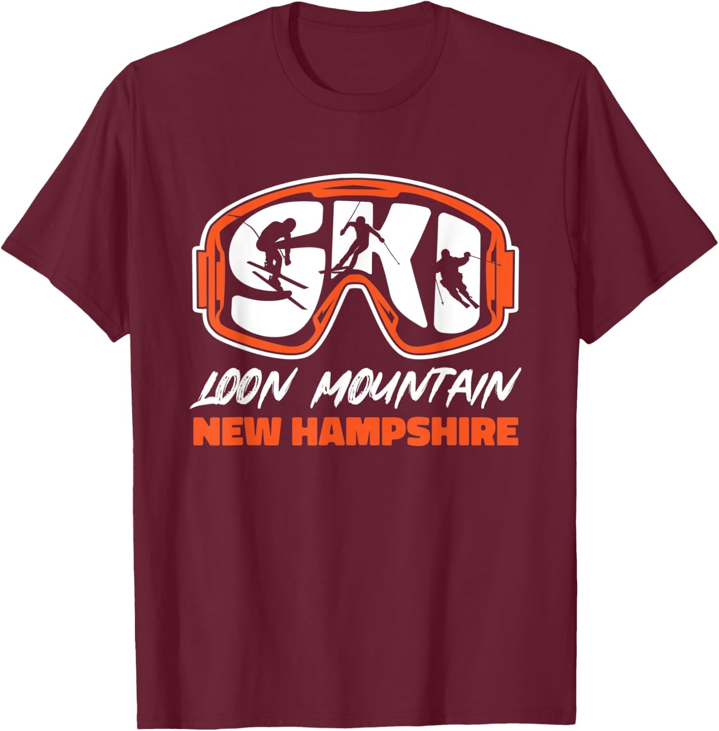Ski Loon Mountain New Hampshire Skiing Moutain Skier T-Shirt - T-Shirt | Maroon