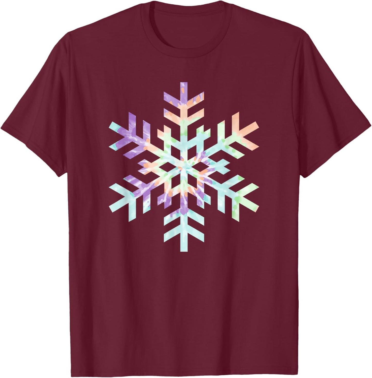 Tie Dye Snowflake Winter Christmas T-Shirt - T-Shirt | Maroon