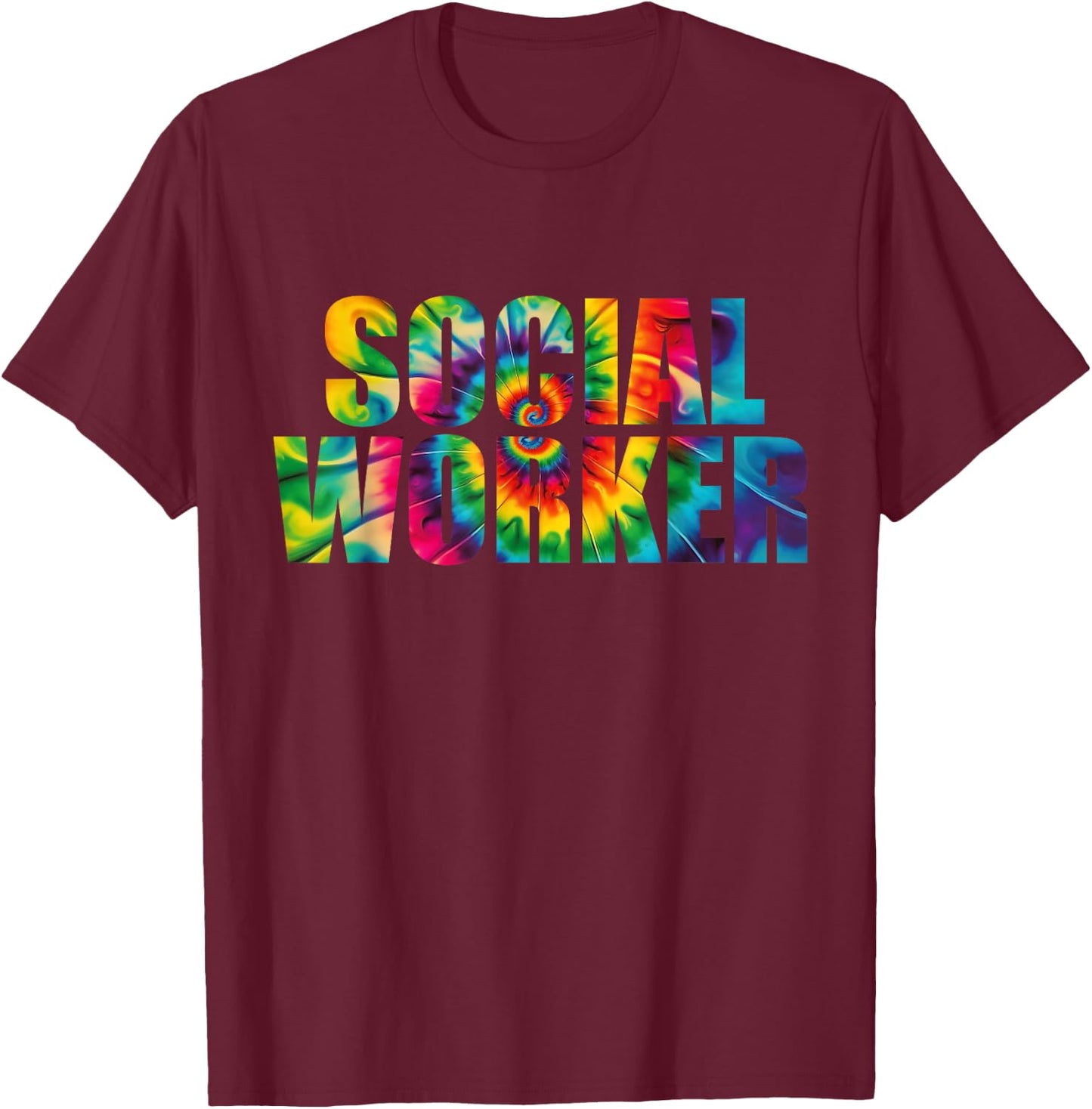Social Worker Tie Dye Women 2024 School Social Worker T-Shirt - T-Shirt | Maroon