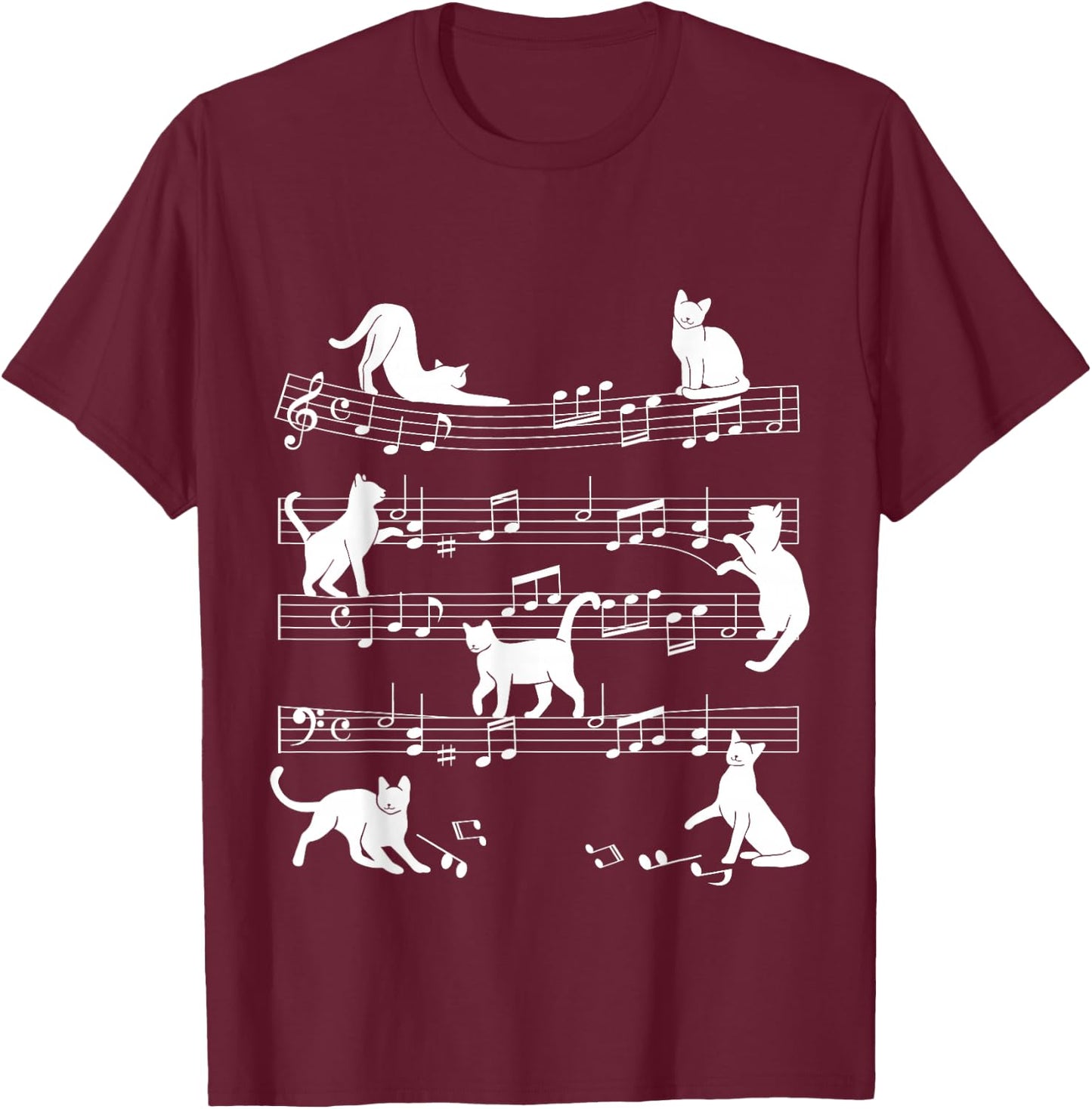 Cat Music Pet Cat Design Women Girls Kids T-Shirt - T-Shirt | Maroon