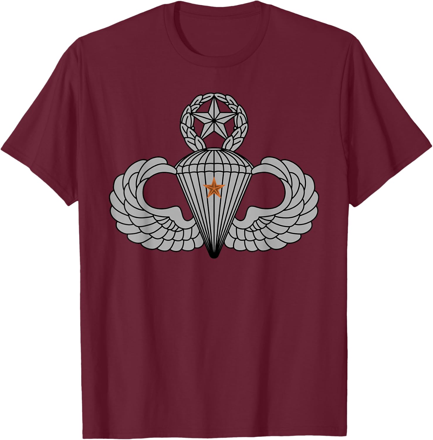 US Army Jumpmaster Badge - Master Parachutist Combat Star T-Shirt - T-Shirt | Maroon