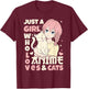 Just A Girl Who Loves Anime & Cats Teen Anime Girl Cat Lover T-Shirt - T-Shirt | Maroon