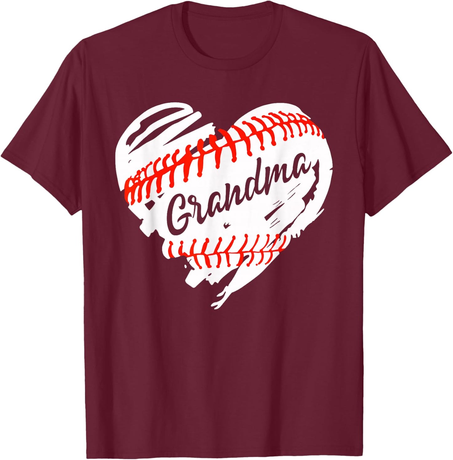 Baseball Heart Baseball Grandma Women Softball Mom Short T-Shirt - T-Shirt | Maroon
