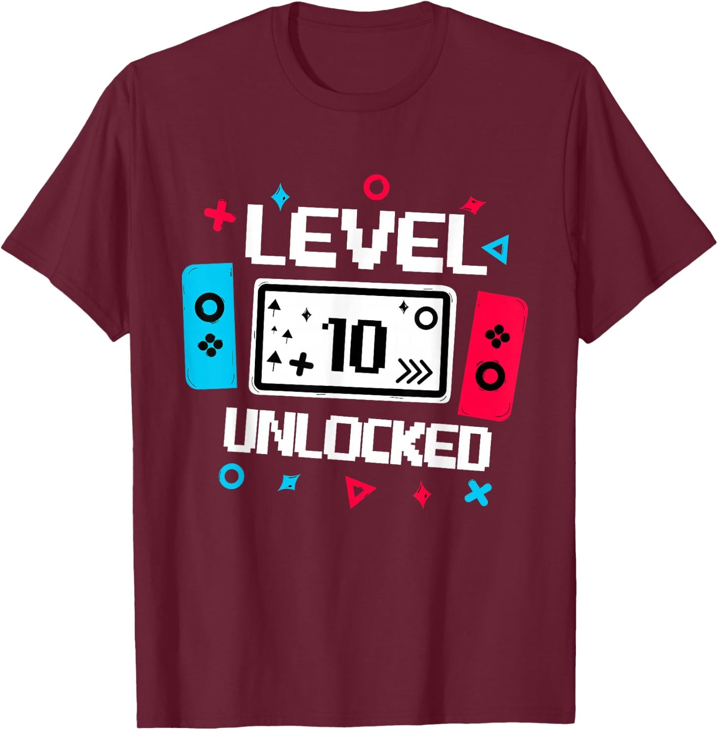 Level 10 unlocked Gamer 10th Birthday Gift Video Game lovers T-Shirt - T-Shirt | Maroon