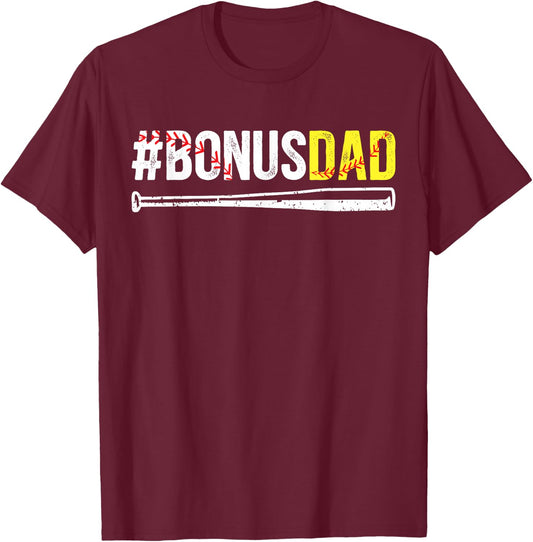 Proud Softball Bonus Dad Of A Softball Player Bonus Dad T-Shirt - T-Shirt | Maroon