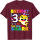 Birthday Kids Shark 3 Year Old 3rd Birthday Matching Family T-Shirt - T-Shirt | Maroon