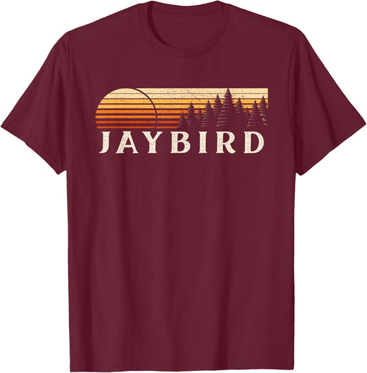 Jaybird, TN Vintage Evergreen Sunset Eighties Retro T-Shirt - T-Shirt | Maroon