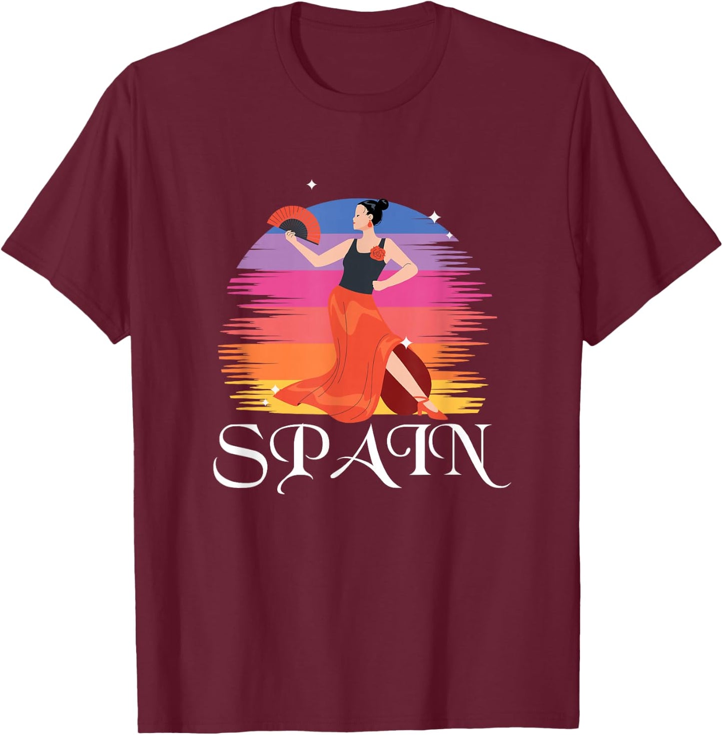 Spain | Girl Dancing Flamenco | Spanish Spaniard T-Shirt - T-Shirt | Maroon