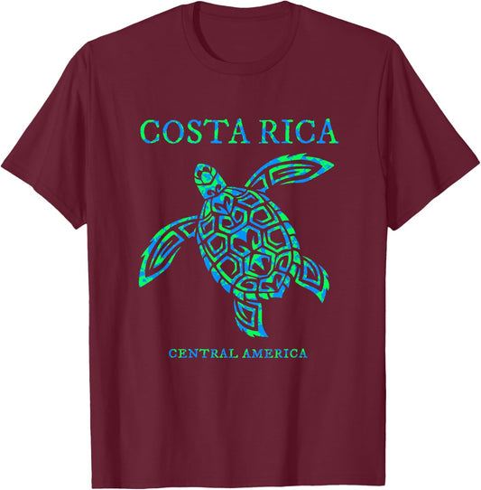 Costa Rica Sea Turtle Retro Boy Girl Women Vacation Souvenir T-Shirt - T-Shirt | Maroon