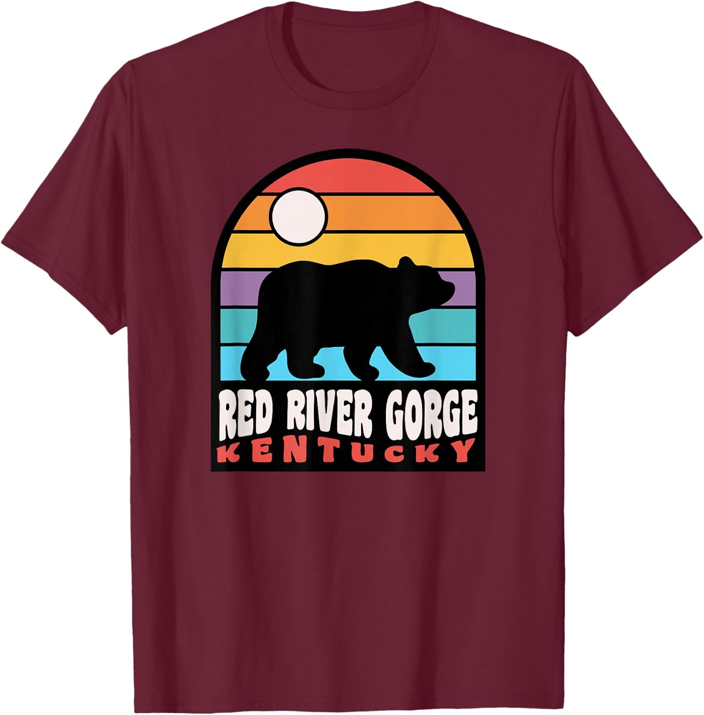 Red River Gorge Kentucky Hiking Bear Badge T-Shirt - T-Shirt | Maroon