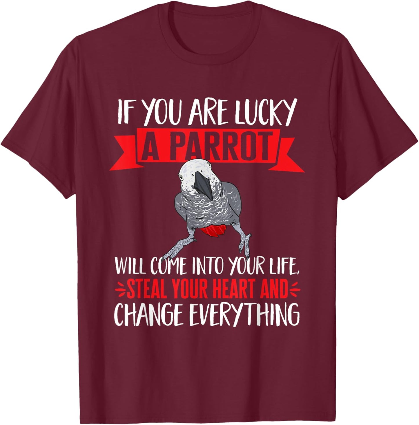 African Grey Parrot T-Shirt - T-Shirt | Maroon