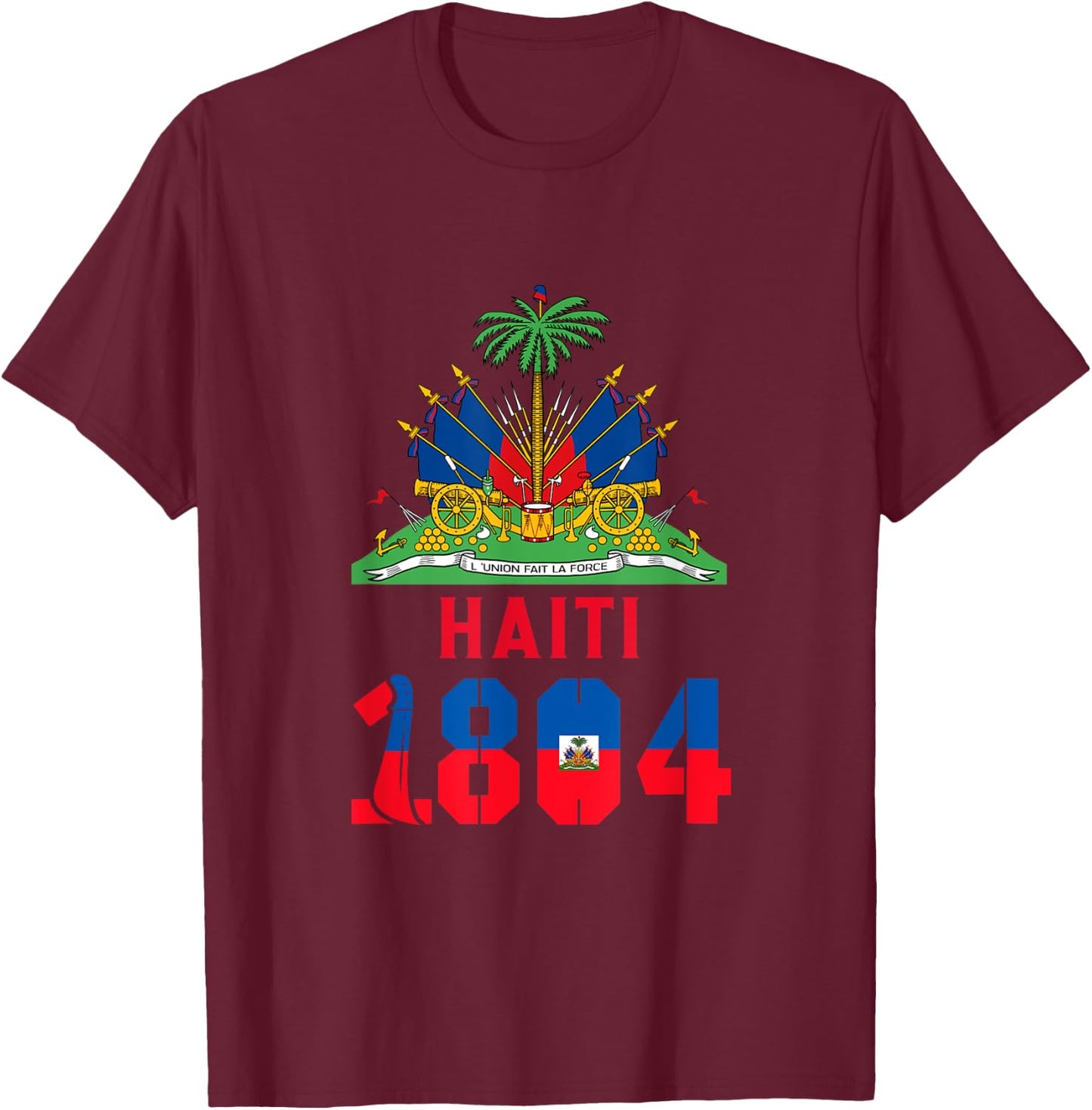 Haitian Revolution 1804 Flag T-Shirt - T-Shirt | Maroon