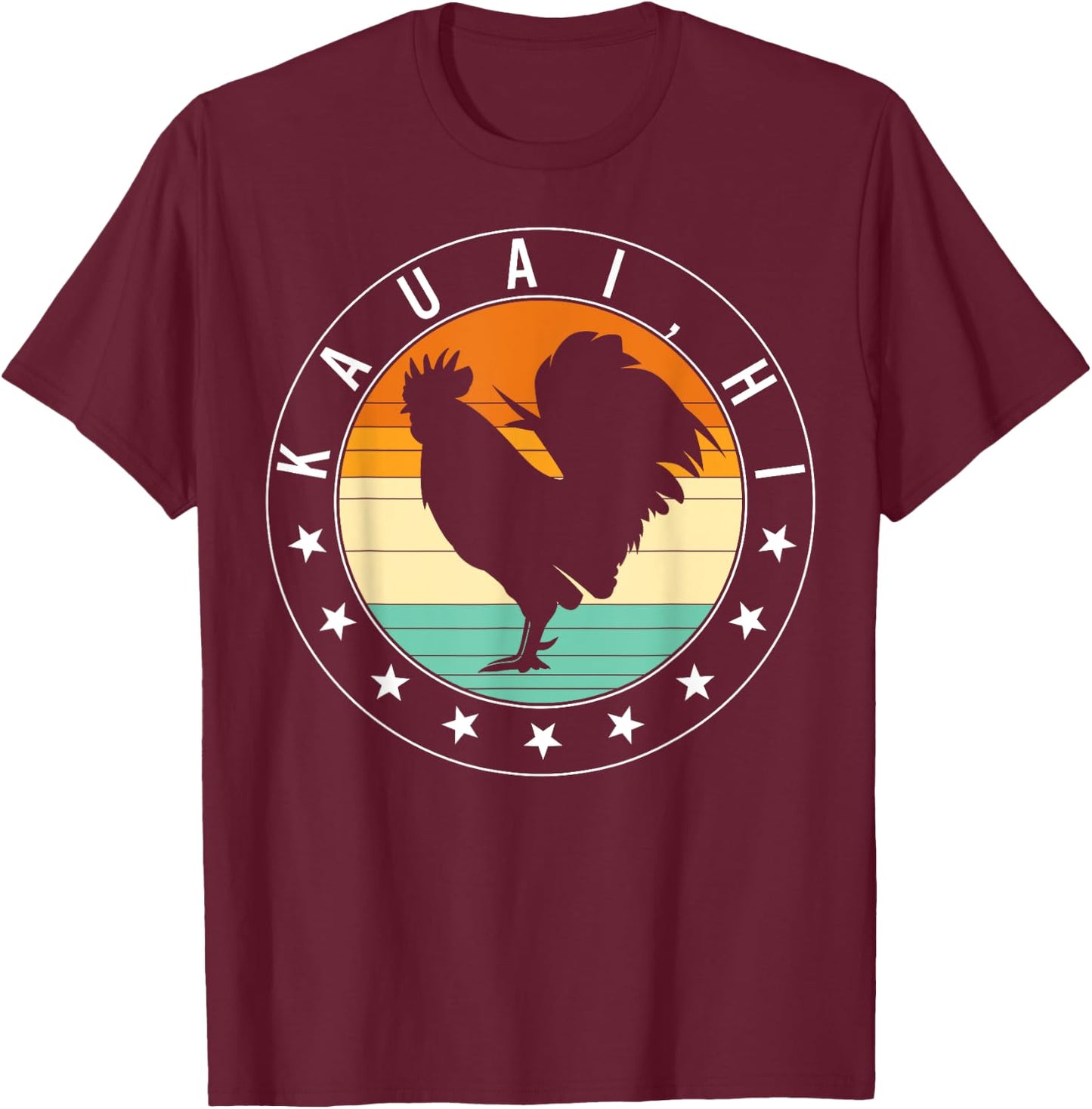 Kauai Hi Wild Feral Chicken Souvenir Hawaii Rooster Fighting T-Shirt - T-Shirt | Maroon