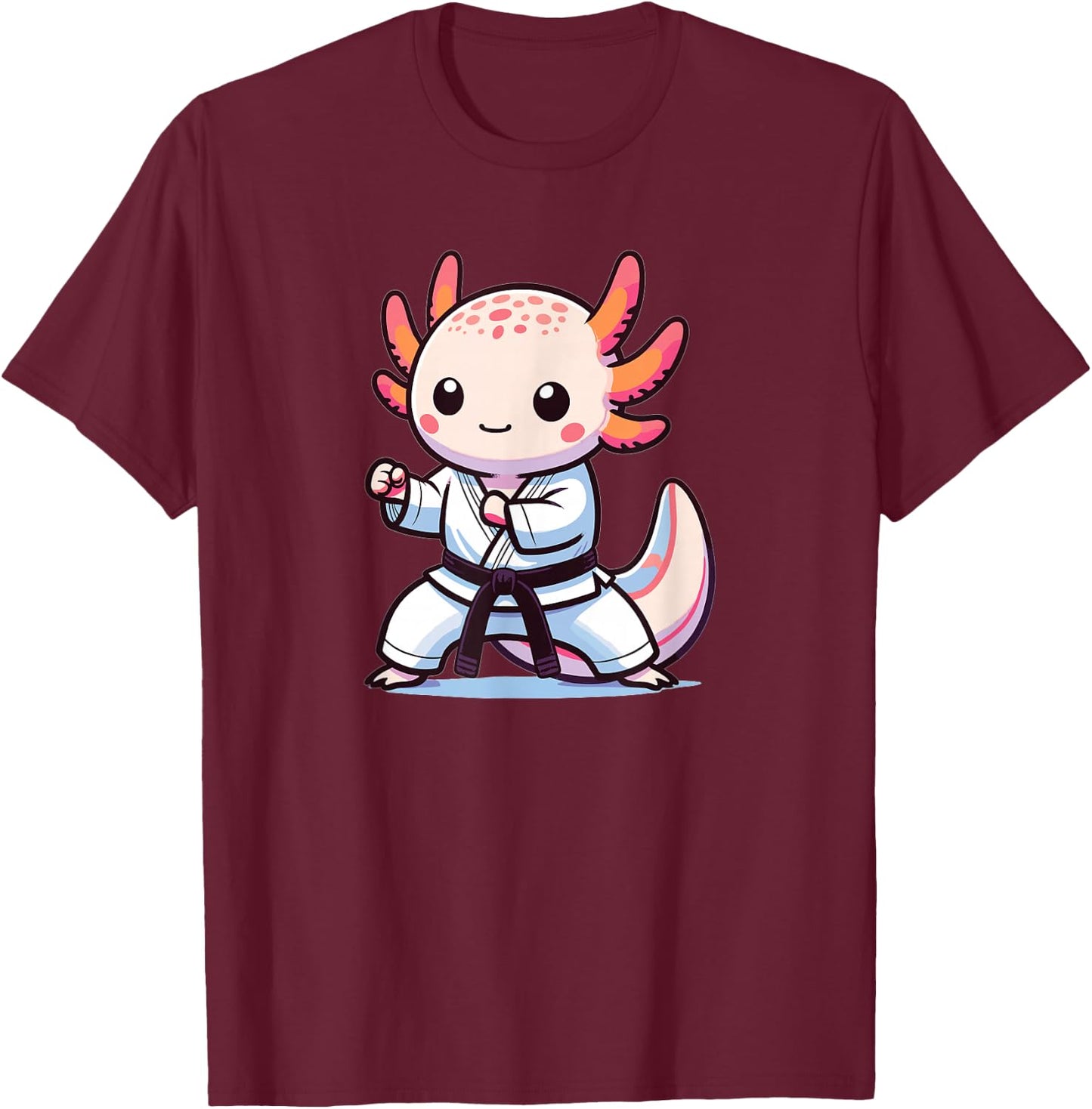 Sports Axolotls Martial Arts Karate Axolotl T-Shirt - T-Shirt | Maroon