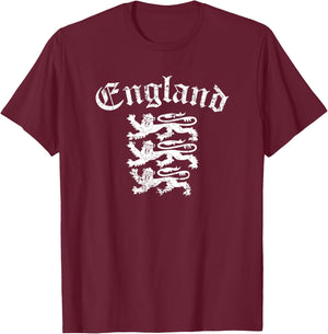 England Lion Symbol English Pride T-Shirt - T-Shirt | Maroon