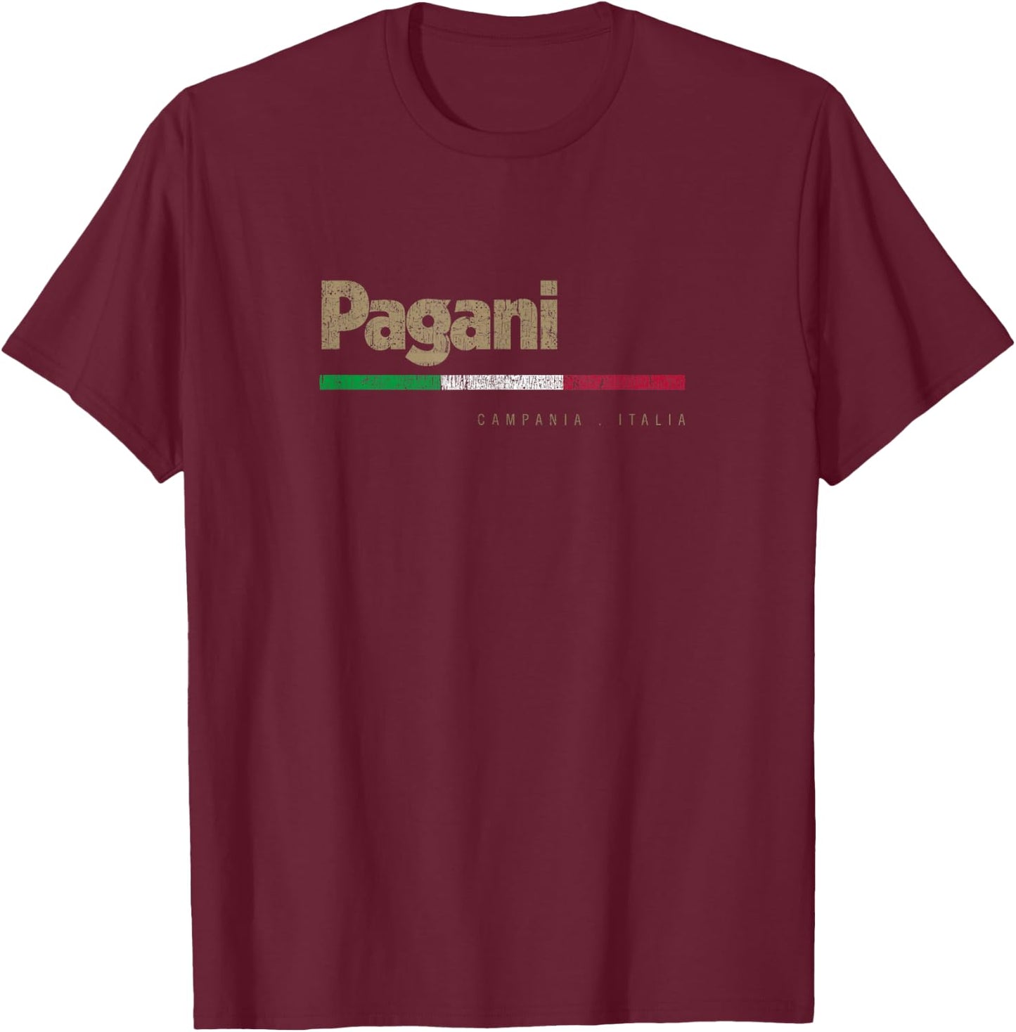 Pagani Italian City Retro Italy Flag T-Shirt - T-Shirt | Maroon
