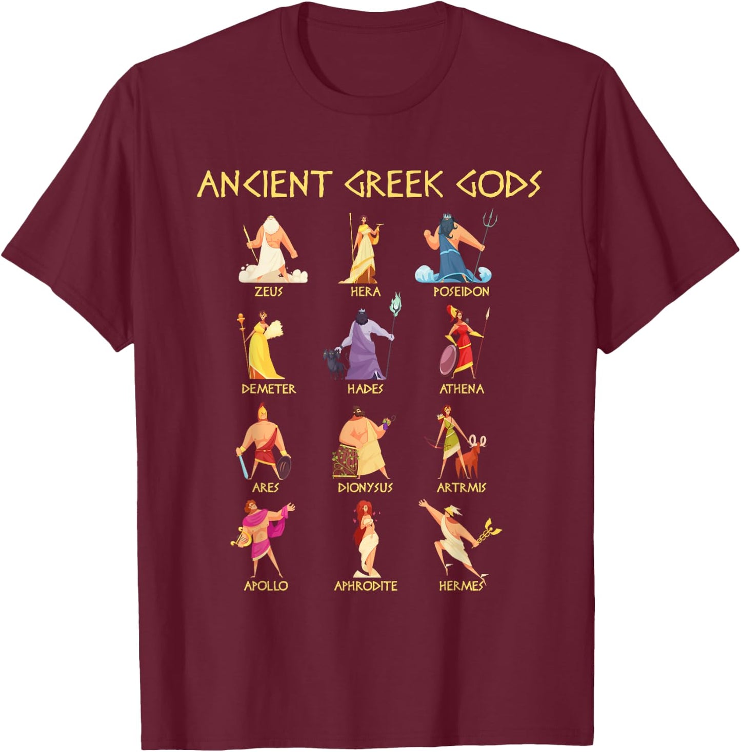 Greek Mythology Gods - Ancient Greek Gods T-Shirt - T-Shirt | Maroon