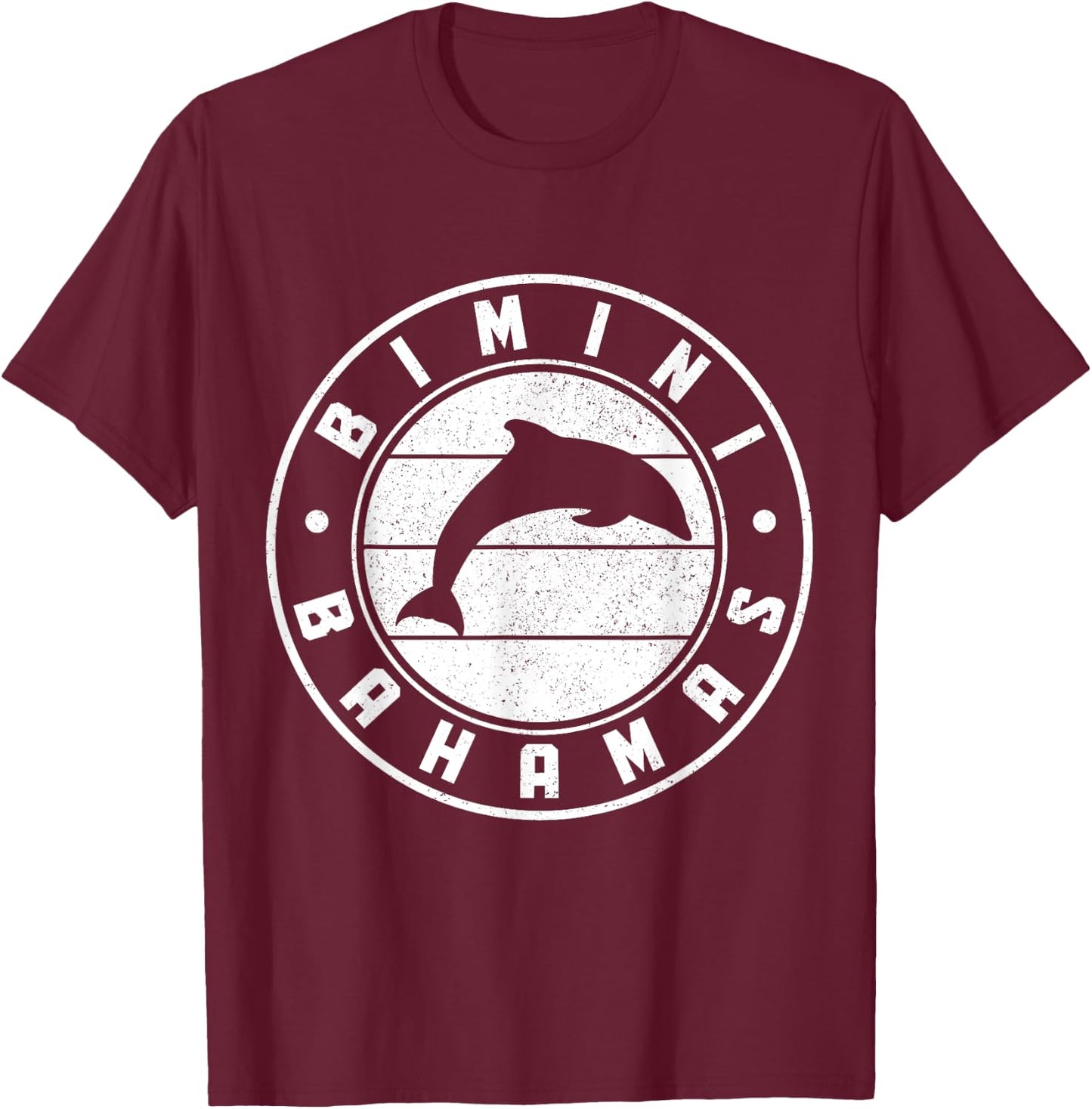 Bimini Bahamas Souvenir Dolphin Vintage T-Shirt - T-Shirt | Maroon