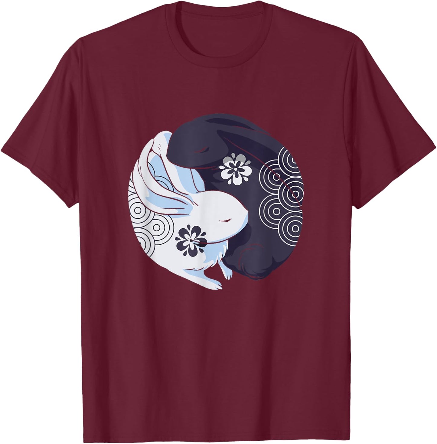 Yin Yang Year Of The Rabbit Happy Chinese New Year 2023 T-Shirt - T-Shirt | Maroon
