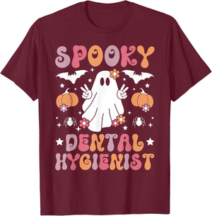 Spooky Dental Hygienist Halloween Dental Hygienist T-Shirt - T-Shirt | Maroon
