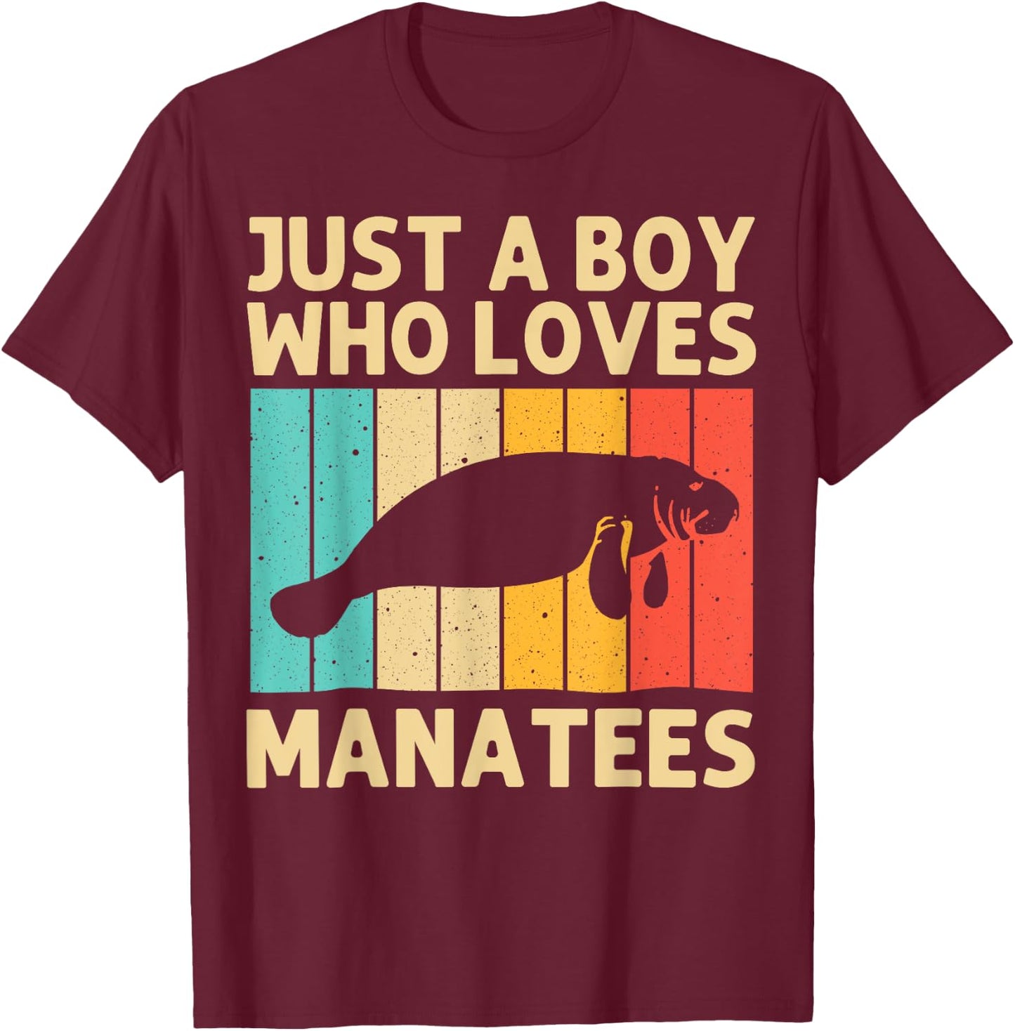 Cool Manatee For Boys Kids Sea Cow Save The Manatees Ocean T-Shirt - T-Shirt | Maroon